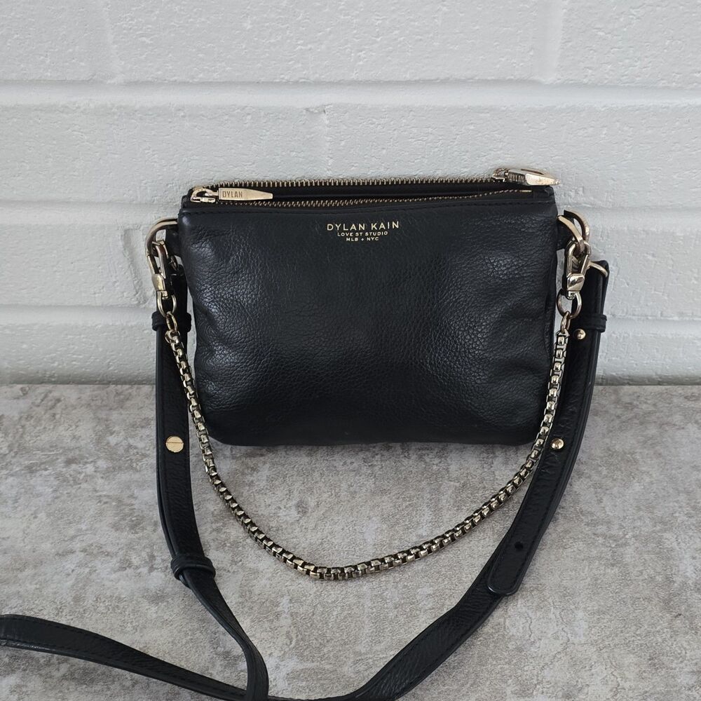 Dylan Kain Love Studio Crossbody Bag Chain Black Leather
